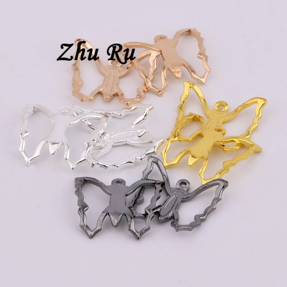 ZHU RU 20 шт./лот 12*13 5 мм ажурные весенние Подвески с красивыми животными бабочками
