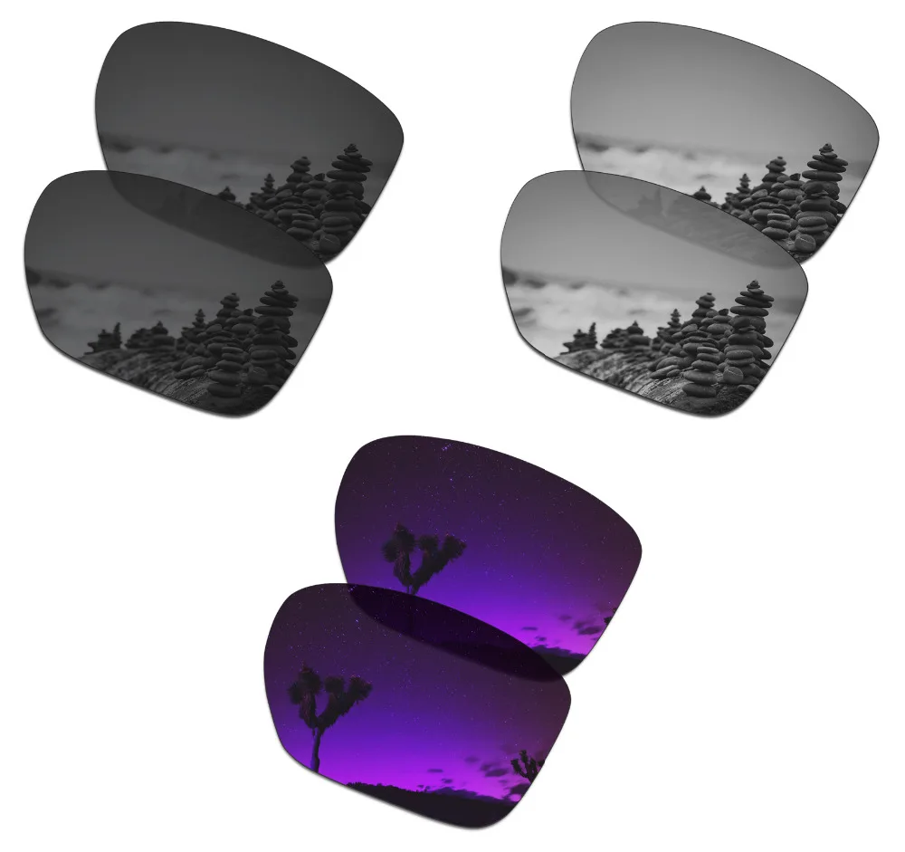 SmartVLT 3 Pairs Polarized Sunglasses Replacement Lenses for Oakley Sliver XL Stealth Black & Silver Titanium & Plasma Purple