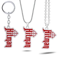 game hitman 2 logo metal keychain pendant chains choker necklace key chain car keyring charm jewelry llaveros