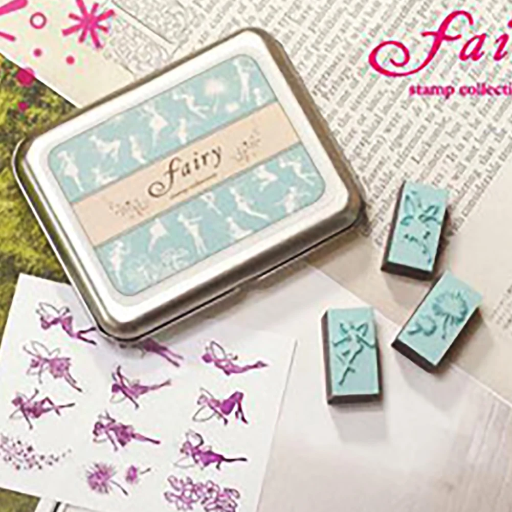 Fairy 12 шт./компл. милый дневник шаблон печать, штемпели набор милые животные ювелирные изделия Фея балерина деревянные резиновые печатки - Цвет: Fairy