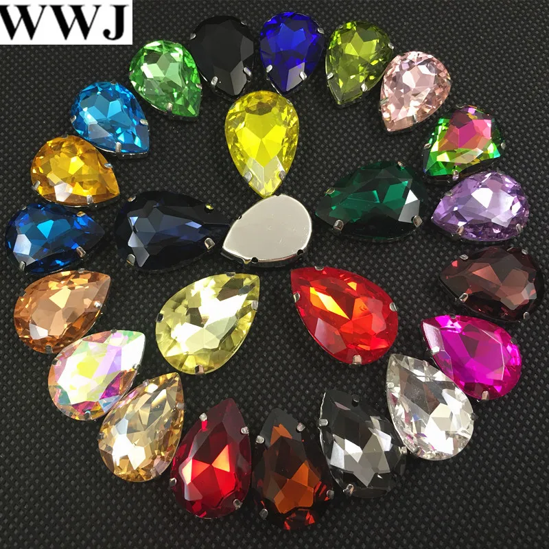 Olivine Color Sew On Crystal каплевидный камень с металлическим зажимом 10x14 мм 13x18 18x25 20x30мм|sew