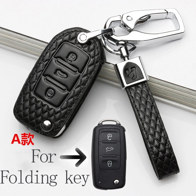 Кожаный чехол для автомобильного ключа сумка подходит VW Volkswagen Skoda Polo Tiguan Passat Jetta MK5