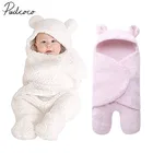 Полярное Флисовое одеяло для младенцев, для мальчиков, для пеленания девочек, для сна, фото, худи с маленькими ушками, теплое одеяло, наряды с медведем
