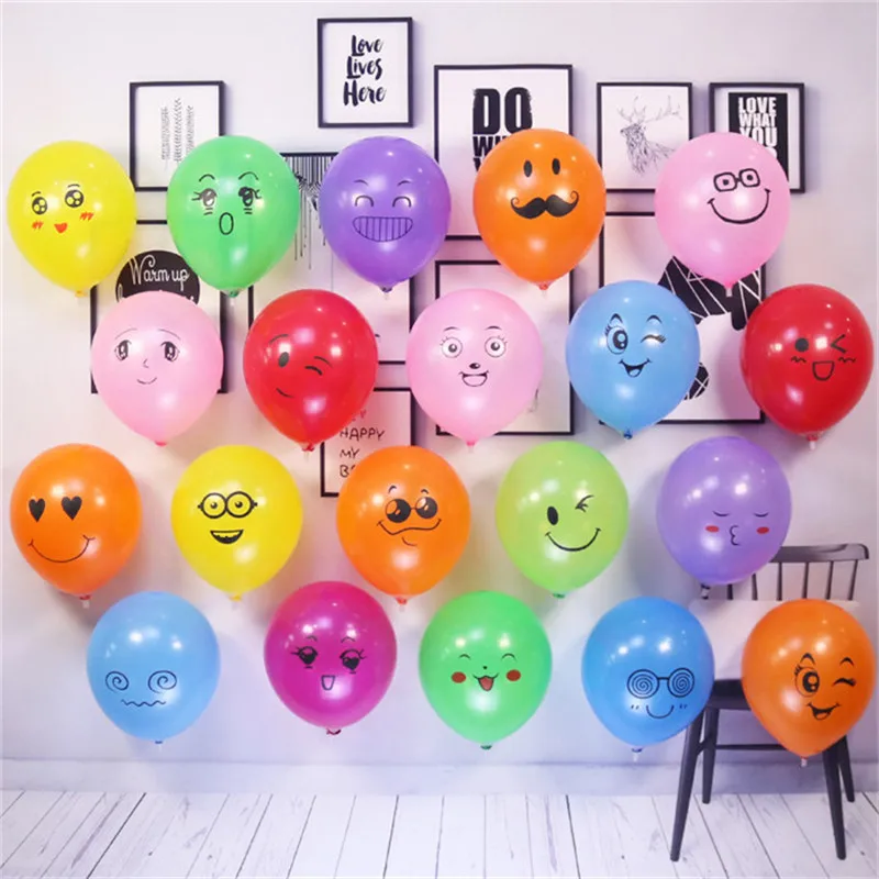 

10pcs 10 inch 2.2g Smiley Face Balloon Latex Big Eye Smile Air Balloons Marriage Children's Day Birthday Party Decoration Kid