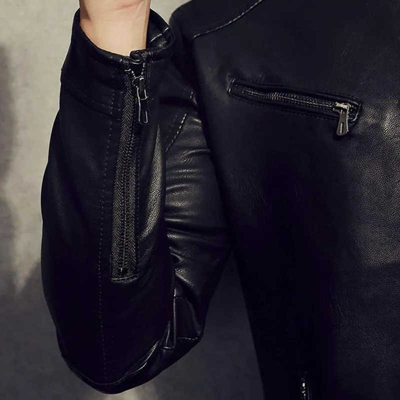 Мужская куртка из натуральной кожи на молнии осенняя приталенная короткая