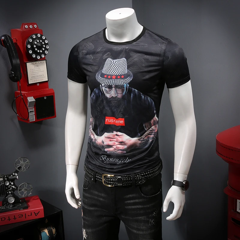 Мужская футболка с коротким рукавом дышащая Футболка принтом tencel ICONS C9008-P45 лето