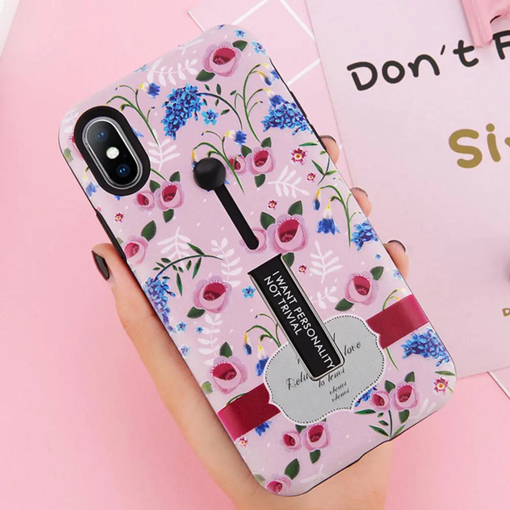 Fashion 3D Flower Cases For iPhone SE 5 5S Silicone Phone Case With Stand Holder X 10 8 7 6 6S Plus Back Cover |