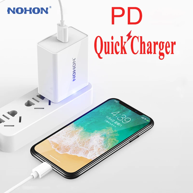 2018 Nohon 45W USB Type C зарядное устройство для iPhone X 8 Plus MacBook быстрая мобильный телефон PD