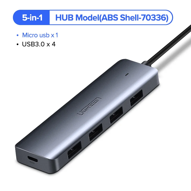 Ugreen usb-хаб C концентратор для нескольких USB 3,0 HDMI адаптер док-станция для MacBook Pro Аксессуары USB-C type C 3,1 разветвитель 3 порта USB C концентратор - Цвет: 5-in-1 HUB Model-ABS