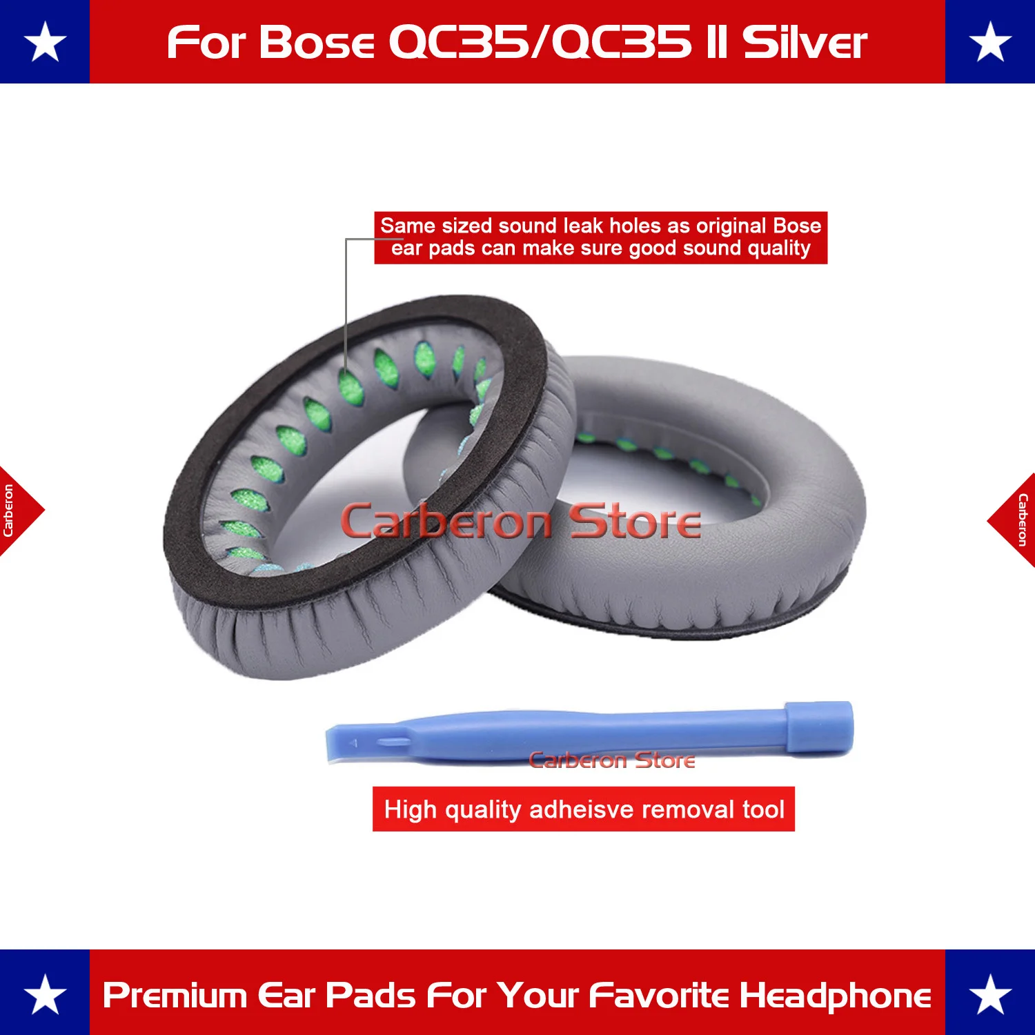 Фото Сменные детские подушки для Bose QC35/QC35 II, наушники с буквами QC35 с буквами «L» и «r» (серебристо-серый) №4