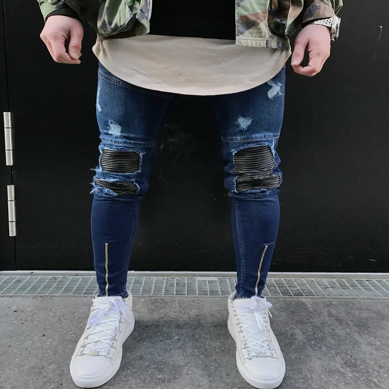 Qoolxcwear Джинсы для женщин отверстие Jogger обтягивающие джинсы Для мужчин Байкер Джинсы для женщин карандаш брюки Для мужчин S Молния Рваные джинсы Для мужчин