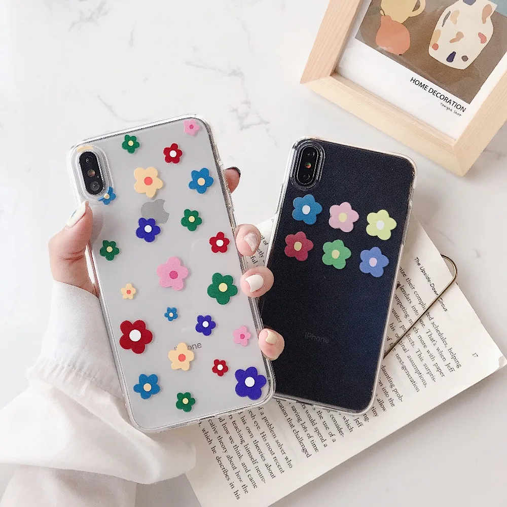ORYKSZ цветочный силиконовый чехол для телефона iPhone 7 8 Plus XS Max XR милые розовые