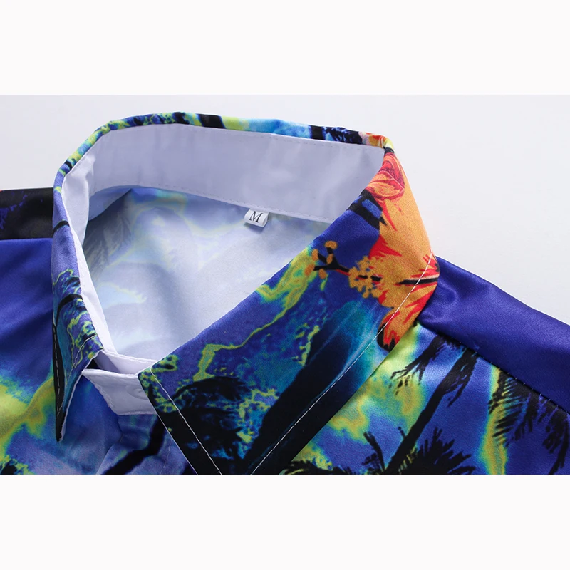 Мужская Повседневная рубашка с коротким рукавом белая пляжная 3D-принтом пейзажа