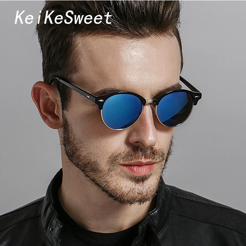 Мужские и женские круглые солнцезащитные очки KeiKeSweet дизайнерские