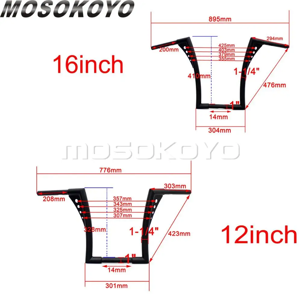 Пользовательские 12 &quot16&quot подъем APE вешалка руль 1 1/4 &quotЖир Бар 34 1/2&quot широкая