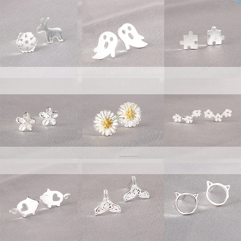 

Silver Color Jewelry For Women Cute AnimalHollow Earring Stud Small Stud Earring For Girls Wholesale