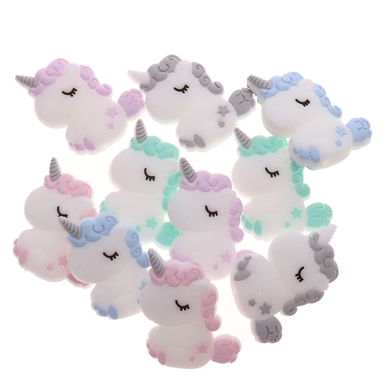 Силиконовый Прорезыватель для зубов в виде единорога 5 штук бусы без БФА ожерелье