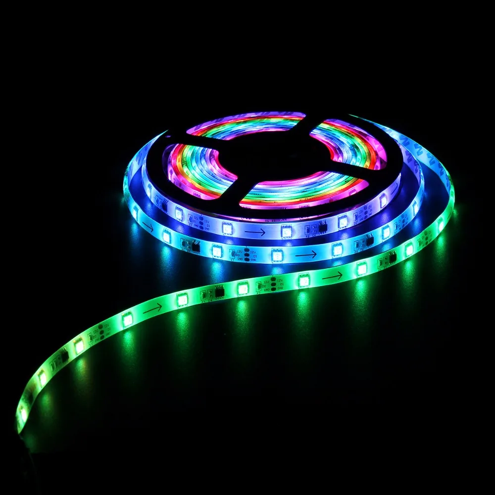 SMD 5050 Автоматическая RGB светодиодный комплект полосы света 5 м 150 светодиодный s DC 12 В водонепроницаемый IP65 гибкая светодиодная лента с адаптером питания 24 Вт США ЕС Великобритания вилка