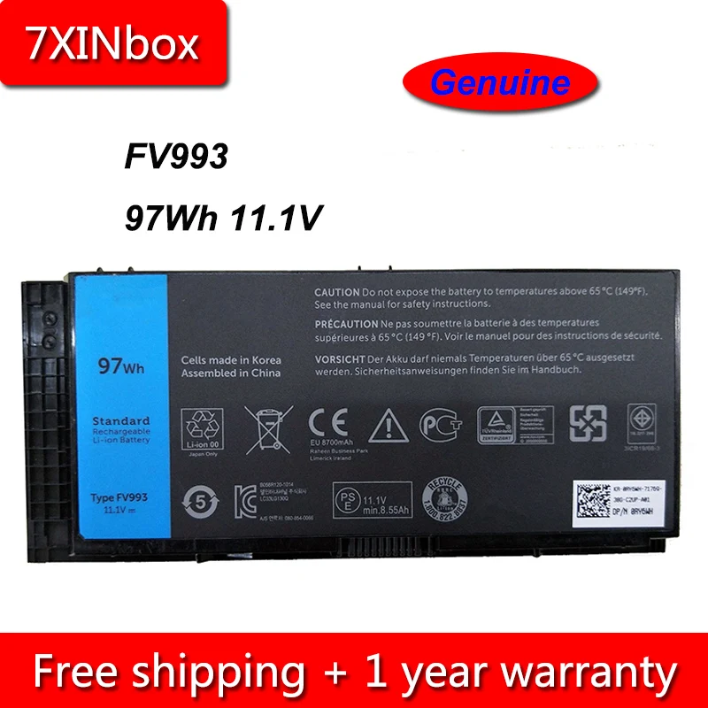 7XINbox 97Wh 11 1 В Подлинная FV993 батарея для ноутбука Dell Precision M6600 M6700 M6800 M4800 M4600 M4700 FJJ4W T3NT1