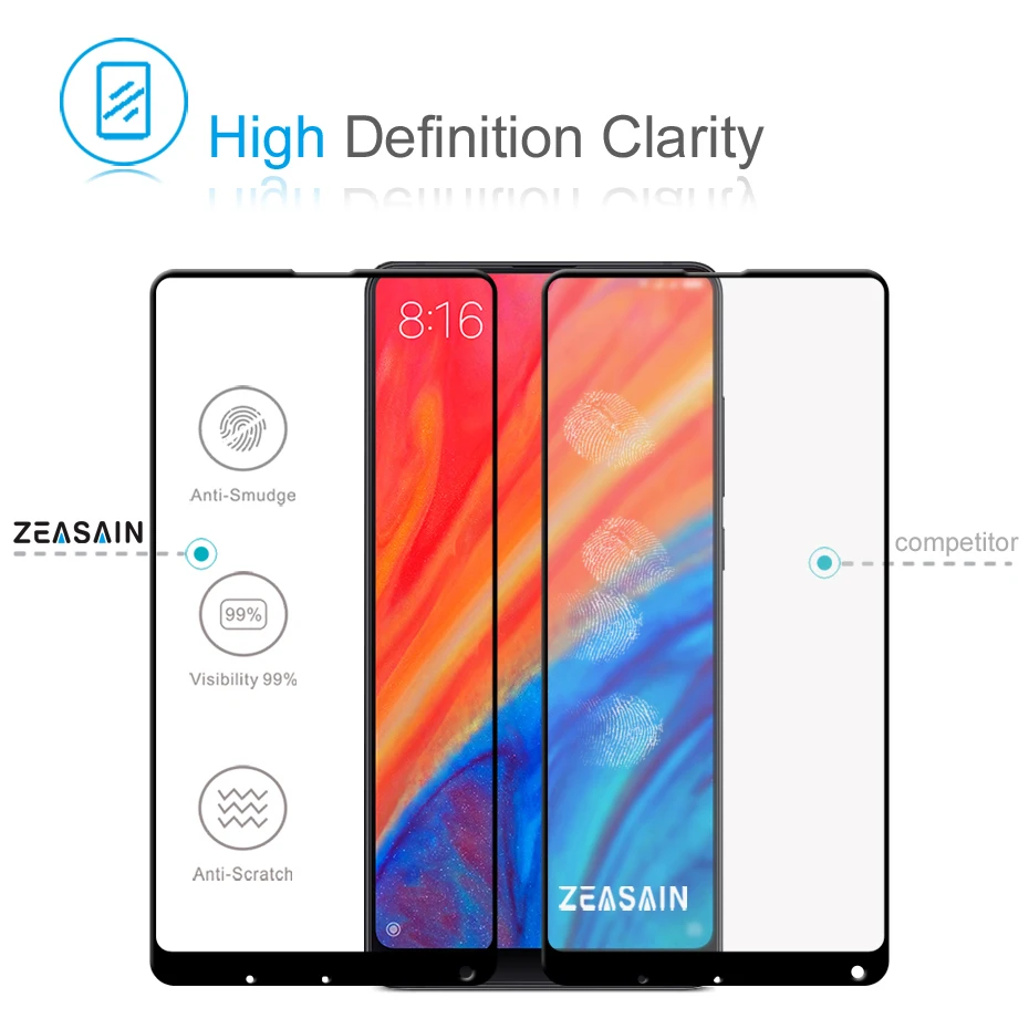 Оригинальное закаленное стекло ZEASAIN для Xiaomi Mi Mix 2 S Xiomi Mix2 Mix2S защитная пленка