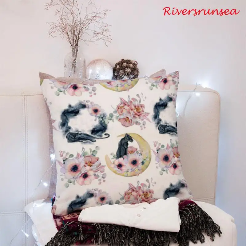 Черная пантера Подушка Садовый цветок зеленые листья растения Almohadas Decorativas