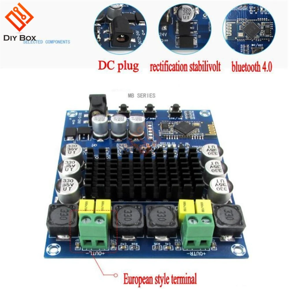 TPA3116D2 TPA3116 120 Вт+ 120 Вт 2*120 Вт 120 Вт Bluetooth 4,0 двухканальный стерео цифровой аудио усилитель мощности доска акриловый чехол в виде ракушки