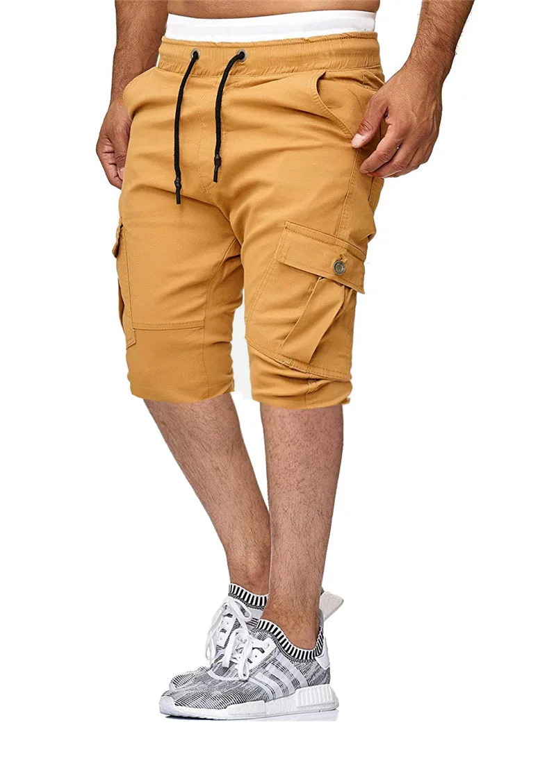 2019 Summer Cargo Men Shorts Solid Casual Multi Pockets Jogger Hot Sale New Brand Plus Size Men's GD1315 | Мужская одежда