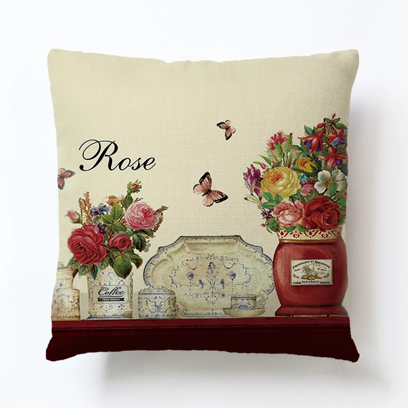 Европейские ретро часы ваза художественная наволочка винтажная картина маслом