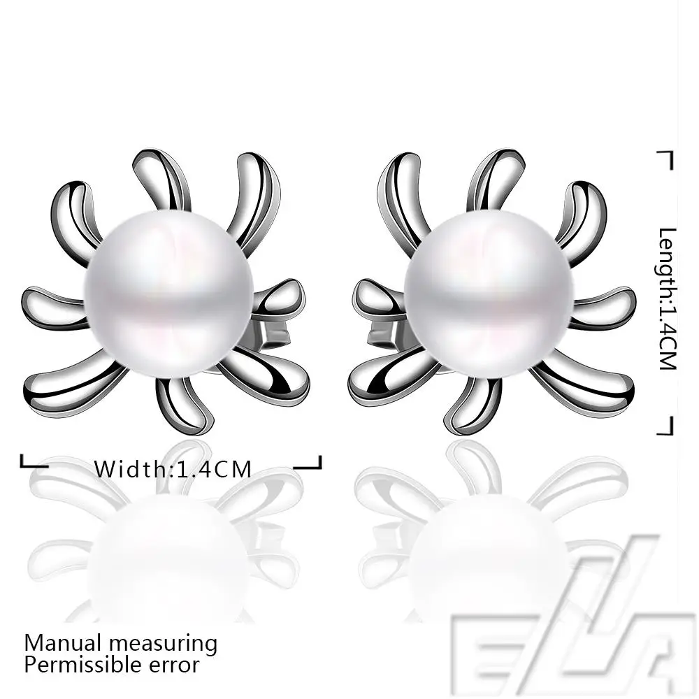 2014 New Fashion jewellery Platinum Plated artificial multi colored pearl earrings brincos femininos gift nice | Украшения и