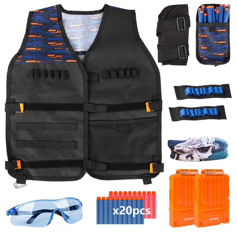 Игрушечный костюм для игрушечного пистолета Nerf, тактическое снаряжение, пистолет, челнок, пуля, аксессуары для журналов, зажим для пули, совместимый пистолет Nerf, Рождественский подарок - Цвет: Vest suit C