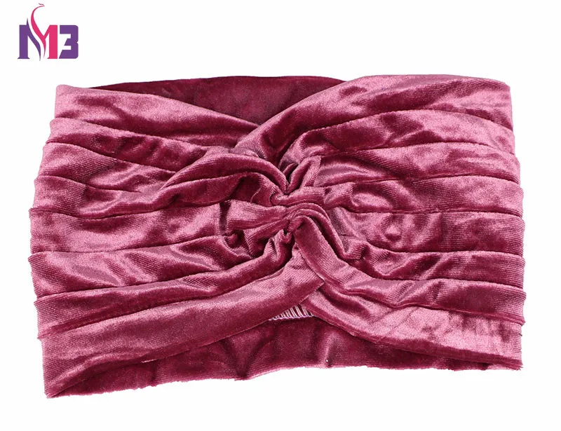 Light hot pink Модная женская повязка на голову, бархатная повязка на голову, эластичная повязка на голову для женщин, женский Эластичный Тюрбан, повязка на голову - Цвет: Light hot pink