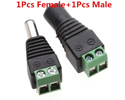 1Female and 1Male 5,5 мм x 2,1 мм Женский адаптер питания постоянного тока штепсельная розетка разъем питания одноцветная Светодиодная лента и CCTV коннектор для камер - Цвет: 1Female and 1Male