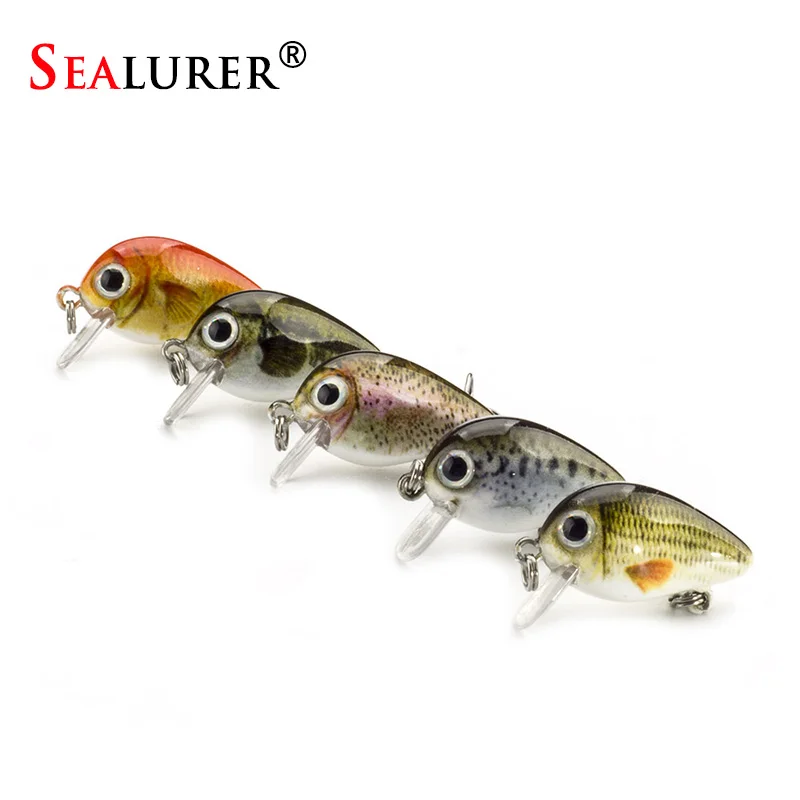 Sealurer 1,8 г 3 см Topwater японский воблер мини кренкбейт 5 приманки с пластиковой коробкой для ловли нахлыстом, приманка Crazy Wobbler 5 шт./лот