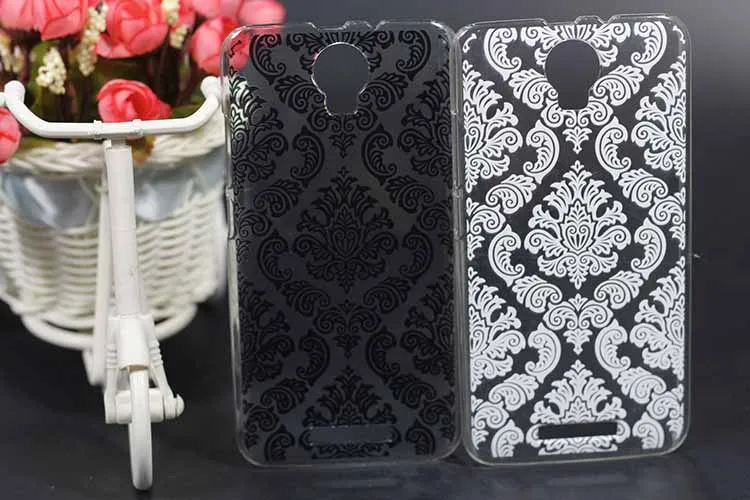 Черный и белый чехол с цветочным принтом для Miicromax AQ5001 aq5001 Дамаск стильный