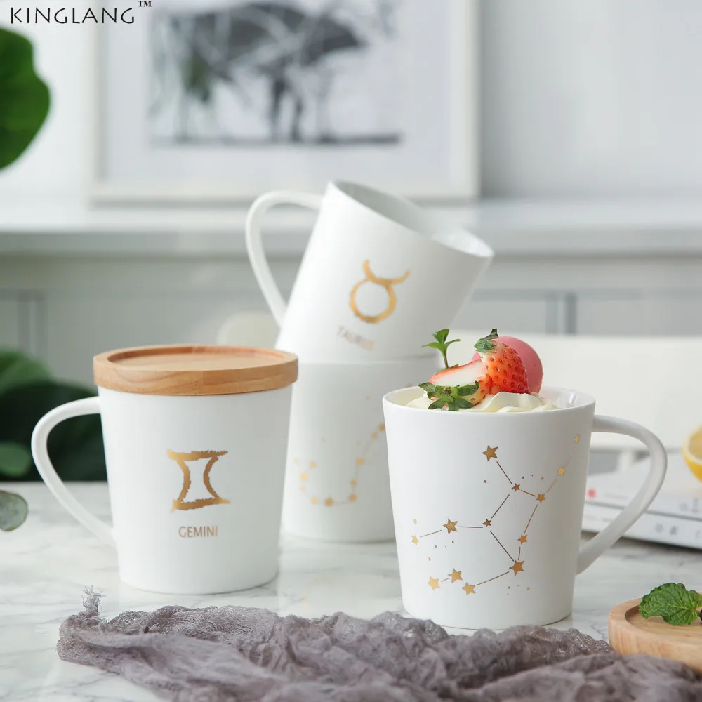 1 шт. KINGLANG белая керамическая 12 знаков зодиака большая кружка для молока офисная