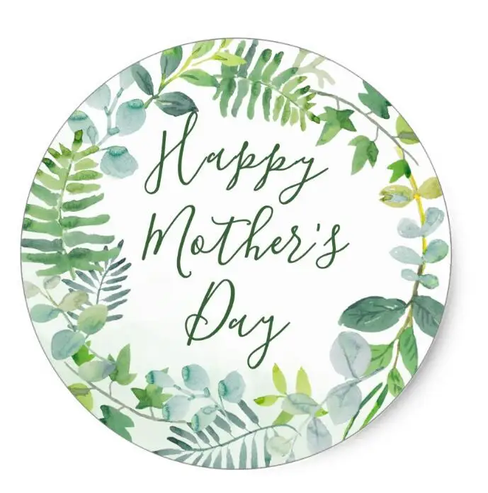 

1.5inch Watercolor Greenery Happy Mother's Day Classic Round Sticker