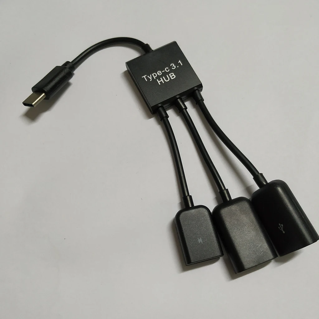 Кабель типа C 20 см 3 в 1 USB Type OTG Хост к Micro + 2x USB2.0 Женский кабель концентратор Шнур