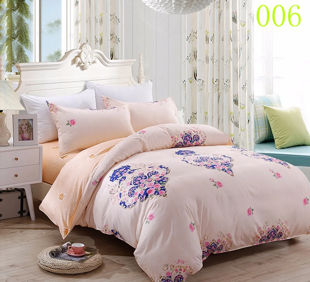 Twin Full Queen Polyester 3/4Pcs Bedding Set Bedroom Bedclothes Home Duvet Cover Quilt Flat Bed Sheets Pillowcase Blue | Дом и сад