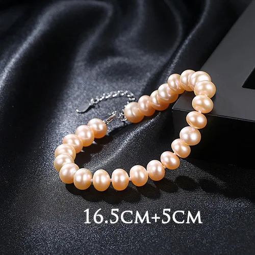 GB Flat Natural Freshwater Pearl Bracelet Fashion Classic Female Hand Accessories 6-7mm Beads Bangles For women | Украшения и