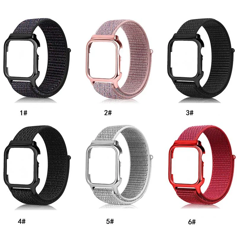 Нейлоновые ленты 40 мм 44 + защитный чехол для Apple Watch 4 3 браслет Ремешки часы