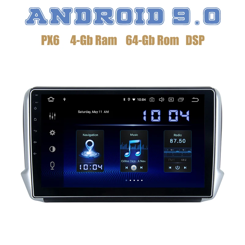 10 2 &quotIPS экран для Peugeot 2008 208 PX6 Android 9 0 Автомобильный GPS радио плеер с DSP WIFI usb 4 + 64 Гб