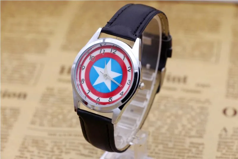 Модные часы с капитаном Америкой Кварцевые детские для мальчиков и девочек