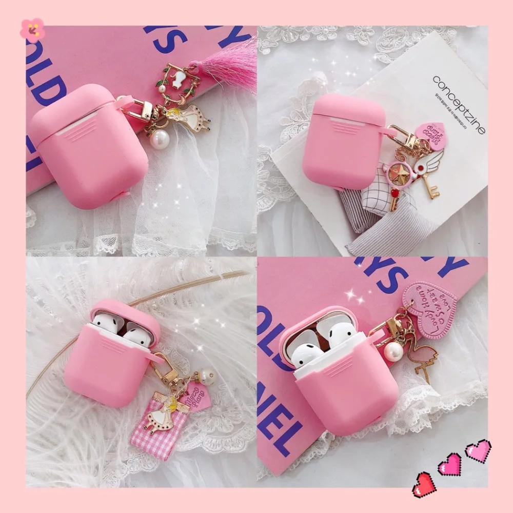 Для AirPods чехол, роскошный подвесной орнамент с кольцом для ключей, Мультяшные аксессуары, силиконовый чехол, беспроводная Крышка для наушников для Airp ods 2
