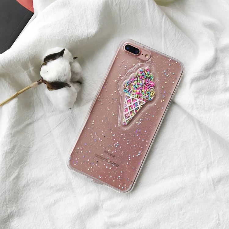 [From Jenny] Clear Transparent Ice Cream Phone Case for iPhone 7 7plus 6 6s Plus Soft Cover girls Fundas |