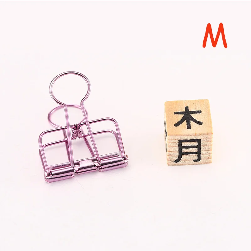 M purple 1 шт. Новинка сплошной цвет полый металлический зажим для связывания s m l Примечания Письмо Бумага зажим s m arking офисные канцелярские принадлежности - Цвет: M purple
