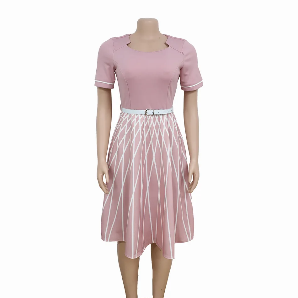 Полосатое Повседневное платье в африканском стиле для женщин офисное стильное