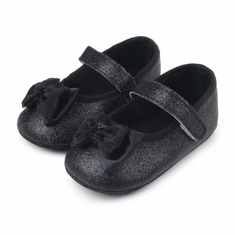Fashion Bling Baby Girl Soft Shoes Comfortable Bottom Non-slip Bow Crib Sequin Mary Jane For Birthday Gift |