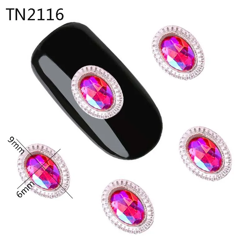 10 штук упак. 3D розовые синие овальные блестящие стразы серебристые объемные