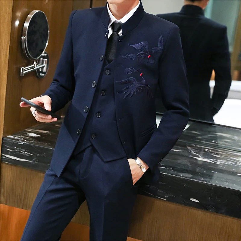 Весенне-Осенние костюмы в британском стиле свадебные для жениха облегающий