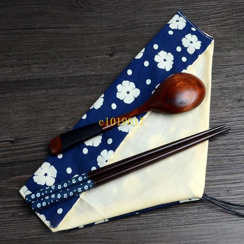 300 компл./лот японская натуральная деревянная посуда с тканью упаковочный набор